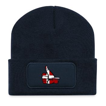 Denmark Flag All Right Symbol - Recycled Patch Beanie - french navy - Front