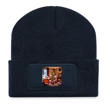 Santa Claus and elves after work. - Recycled Patch Beanie - french navy - Front