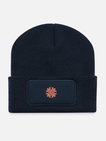 fleur d'automne - Beanie recyclé à patch - bleu marine