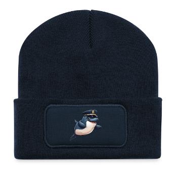Police des baleines - Beanie recyclé à patch - bleu marine - Devant