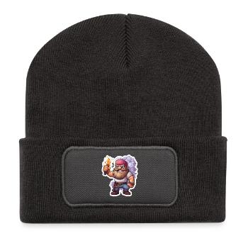 Pixel Dwarf With Torch Mining Game Shirt - Recycled Patch Beanie - dark grey - Front