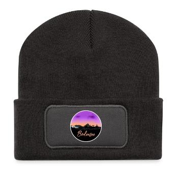 Lac de Constance Fineline Skyline - Beanie recyclé à patch - charbon - Devant