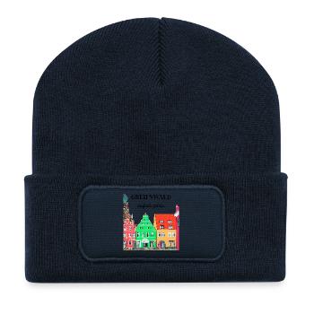 Greifswald Einfach schön, Fassaden am Fischmarkt - Recycelte Patch Beanie - French Navy - Vorne