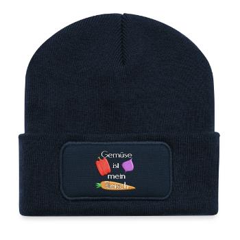 Gemüse - Gemüse ist mein Fleisch - weiß - Recycelte Patch Beanie - French Navy - Vorne