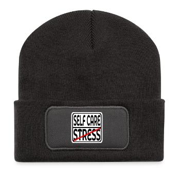 STOP STRESS - FOCUS SELF CARE SIGN - Recycled Patch Beanie - dark grey - Front