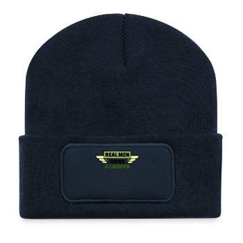 Camper Camping Déclaration Wanderer Vacances en camping-car - Beanie recyclé à patch - bleu marine - Devant