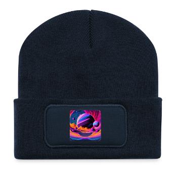 Fantaisie spatiale - Beanie recyclé à patch - bleu marine - Devant