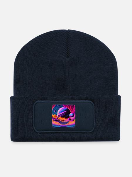 Weltraumphantasie - Recycelte Patch Beanie - French Navy
