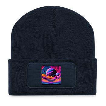 Fantaisie spatiale - Beanie recyclé à patch - bleu marine - Devant