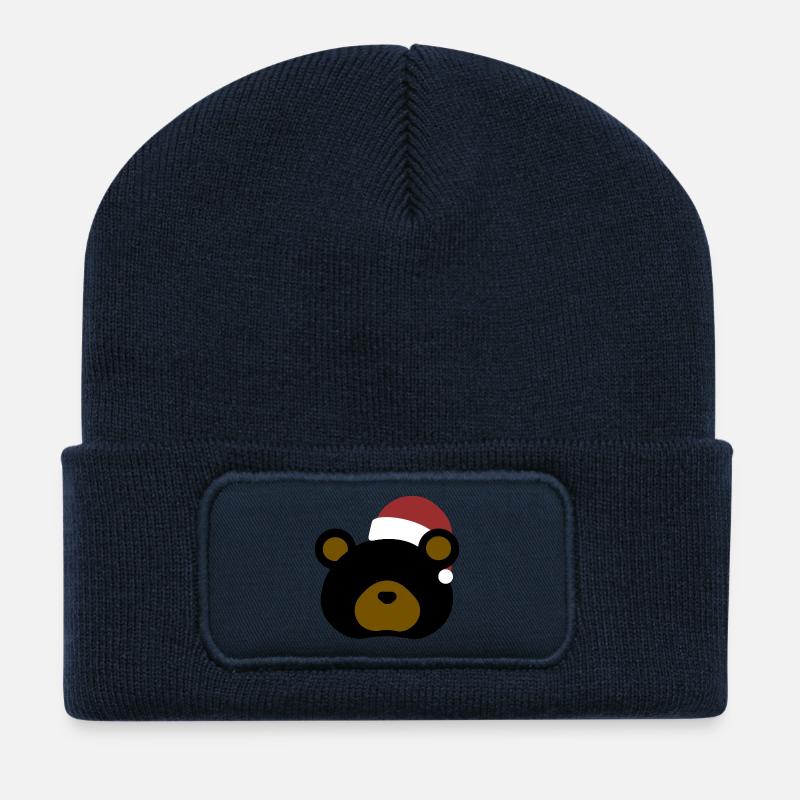 Ours noir - Édition de Noël - Beanie recyclé à patch - bleu marine