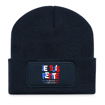 JE SUIS PETIE DONC CE QUE VOUS DITES ME PASSE - Beanie recyclé à patch - bleu marine - Devant