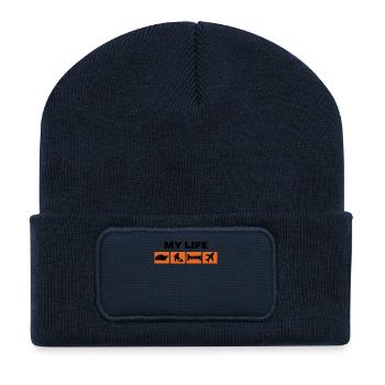 Énoncé d’emploi Réussite des travailleurs Gagner de l’argent - Beanie recyclé à patch - bleu marine - Devant