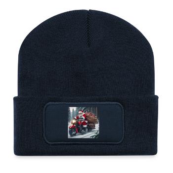 Weihnachts Design 3 - Recycelte Patch Beanie - French Navy - Vorne