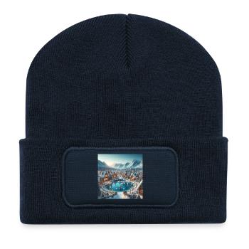 Village Scandinave Noël - Beanie recyclé à patch - bleu marine - Devant