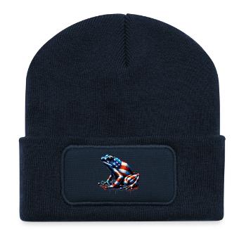 Pfeilgiftfrosch Frosch USA Kröte - Recycelte Patch Beanie - French Navy - Vorne
