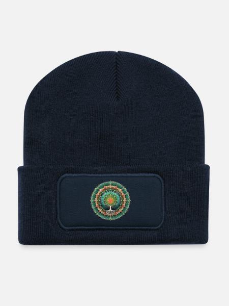 Mandala Baum des Lebens Bunt - Recycelte Patch Beanie - French Navy