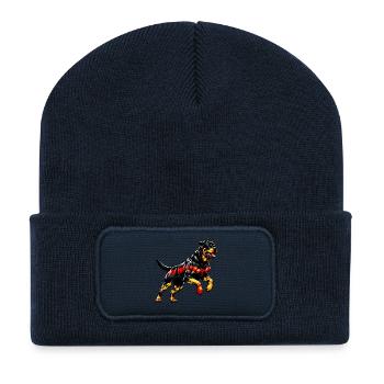 Rottweiler Deutschland Hunde Design - Recycelte Patch Beanie - French Navy - Vorne