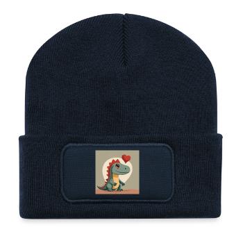 Herz-Dino: Liebesfreundlicher Charme - Recycelte Patch Beanie - French Navy - Vorne