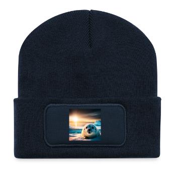 Baby Seal - Recycled Patch Beanie - french navy - Front