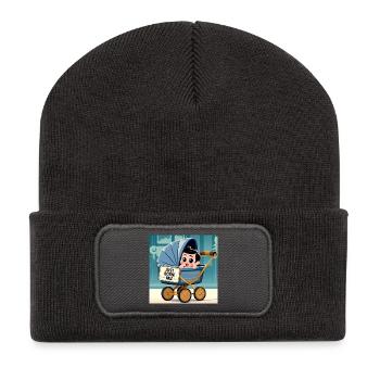 Gerade geborener Junge - Recycelte Patch Beanie - Dunkelgrau - Vorne
