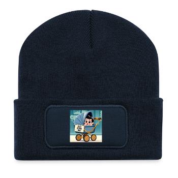 Gerade geborener Junge - Recycelte Patch Beanie - French Navy - Vorne