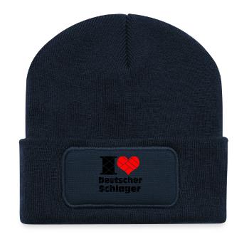Schlager Party , Schlager Musik , I Love Schlager - Recycelte Patch Beanie - French Navy - Vorne