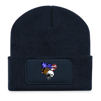 USA Football Heart Flag - Recycled Patch Beanie - french navy - Front