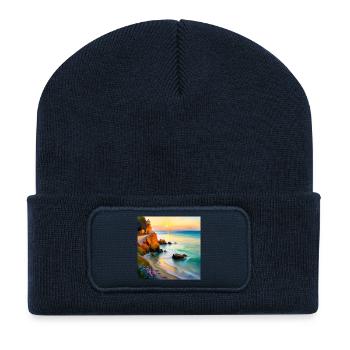 Baie Impressionnisme - Beanie recyclé à patch - bleu marine - Devant