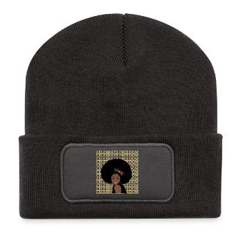 Journée de la liberté Juneteenth - Beanie recyclé à patch - charbon - Devant