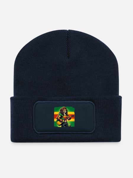 Jamaica lion reggae music - Recycled Patch Beanie - french navy