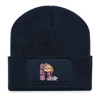 Anime Manga Cycling Otter - Recycled Patch Beanie - french navy - Front