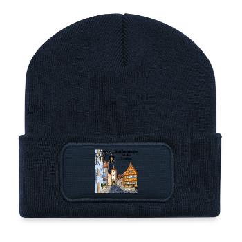 Rothenburg ob der Tauber, Bavière, Dessin - Beanie recyclé à patch - bleu marine - Devant