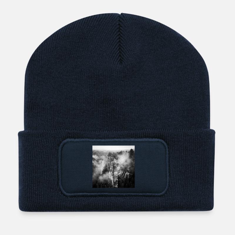 Bastei Bridge Saxon Switzerland Fog Poster - Recycled Patch Beanie - french navy