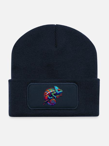 Caméléon - Beanie recyclé à patch - bleu marine