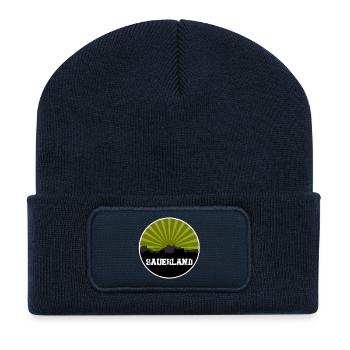 Sauerland Retro Skyline - Beanie recyclé à patch - bleu marine - Devant