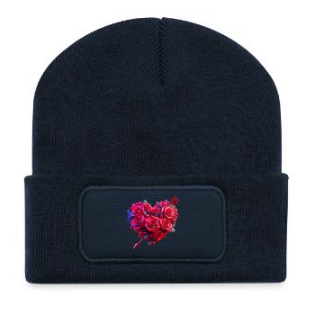 Coeur de rose (02) - Beanie recyclé à patch - bleu marine - Devant