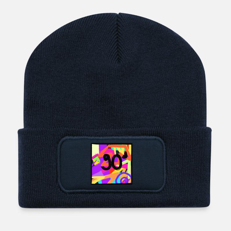 Design im Retro-Stil der 90er Jahre - Recycelte Patch Beanie - French Navy
