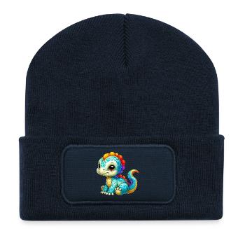 Dinosaurier - Recycelte Patch Beanie - French Navy - Vorne