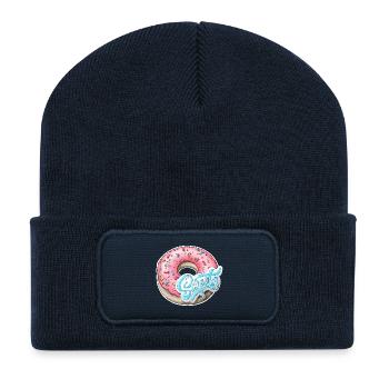 Pink Sprinkles Donut with Sweet Tag - Recycled Patch Beanie - french navy - Front