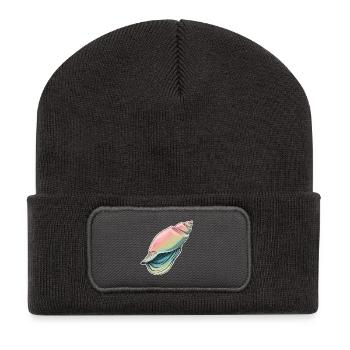 Illustration de coquillage pastel - Beanie recyclé à patch - charbon - Devant