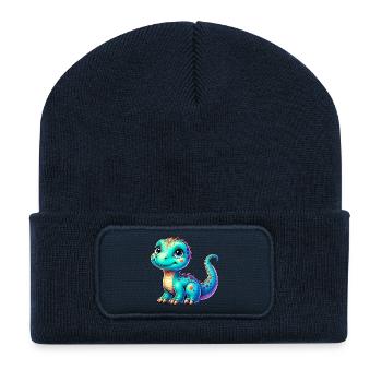 Dinosaure - Beanie recyclé à patch - bleu marine - Devant