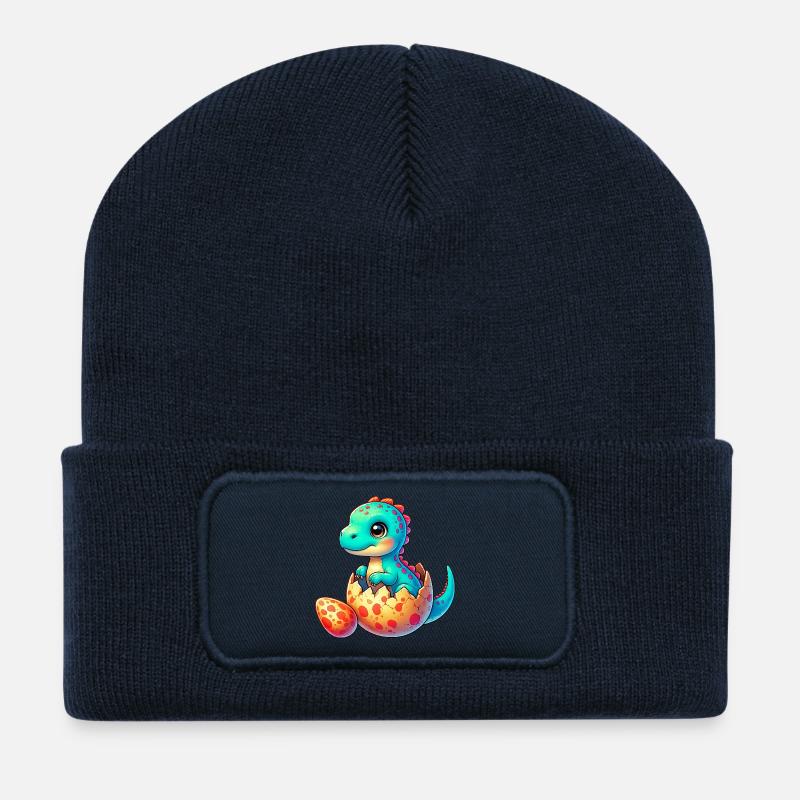 Dinosaure - Beanie recyclé à patch - bleu marine