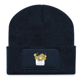 A small floral greeting by post in an envelope - Recycled Patch Beanie - french navy - Front