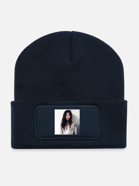 Portrait of a woman 03 - Recycled Patch Beanie - french navy