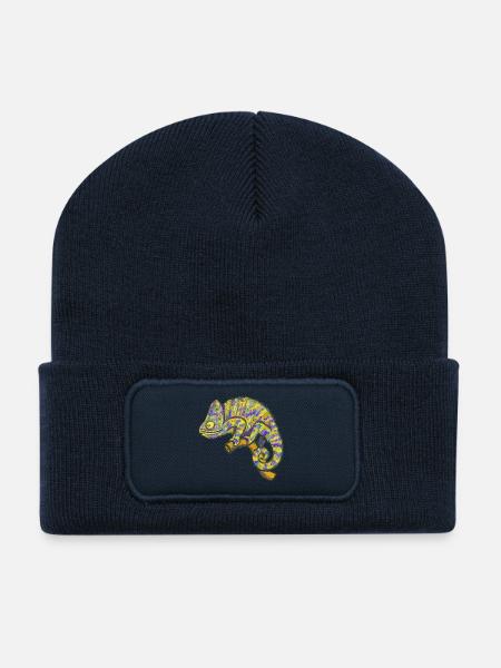 Chamaeleon Exotisch Tier Lustig - Recycelte Patch Beanie - French Navy