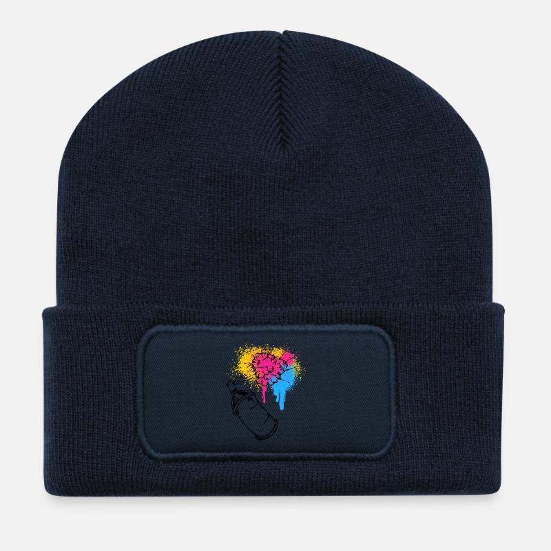 Graffiti Sprayer Spraydose Zeichnen Illustration - Recycelte Patch Beanie - French Navy