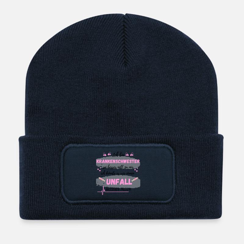 Ich bin Krankenschwester Unfall aussehen - Recycelte Patch Beanie - French Navy
