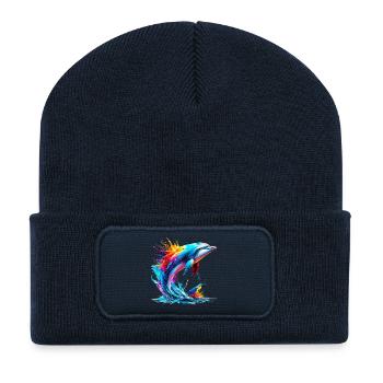 Dauphin - Beanie recyclé à patch - bleu marine - Devant