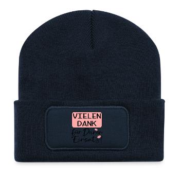 DANKESCHÖNGESCHENKE VIELEN DANK FÜR DEINEN EINSATZ - Recycelte Patch Beanie - French Navy - Vorne