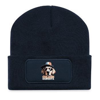 Golden Gangsta Cooler Golden Retriever Geschenk - Recycelte Patch Beanie - French Navy - Vorne